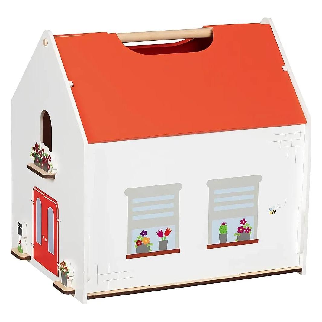 Goki Tragbares Puppenhaus Eco House mit Zubehör (51458)