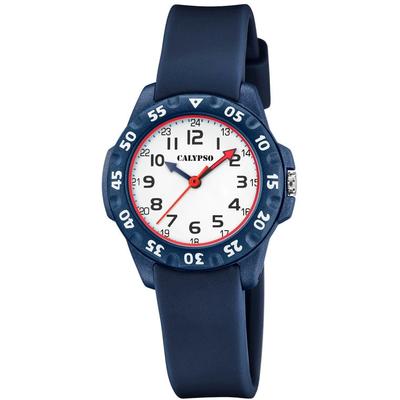 Quarzuhr CALYPSO WATCHES "My First Watch", blau (dunkelblau, weiß), Armbanduhren, Kinder, dunkelblau, Quarzuhr, Armbanduhr, Kinderuhr, bis 10 bar wasserdicht, ideal als Geschenk