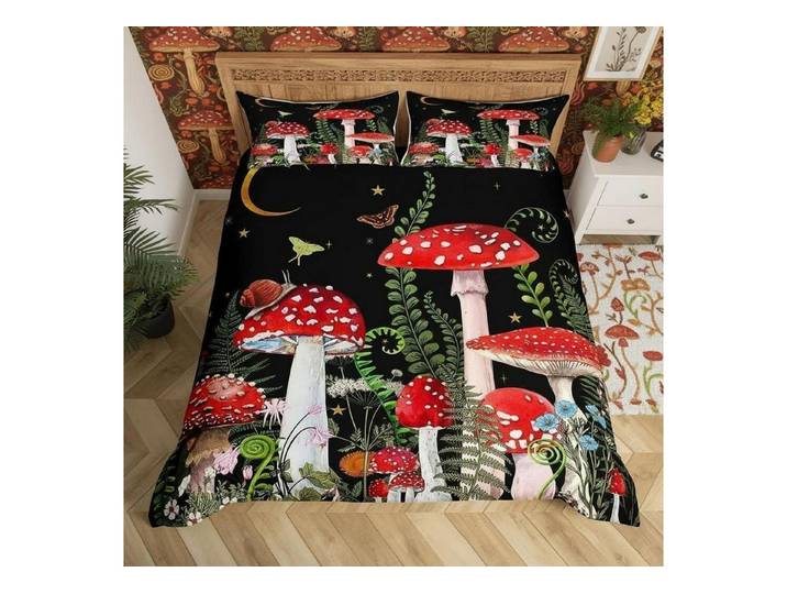 LuxusKollektion Kinderbettwäsche Bettwäsche Rot Pilz Schnecke 155x220
