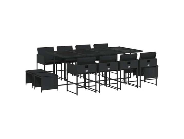 PUGYNBK Esszimmer-Set für den Garten, synthetisches Rattan, Schwarz, 13-teilig