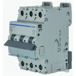 Hager, Schutzschalter, NCN316. Anzahl der Pole: 3P. AC Eingangsfrequenz: 50/60 Hz, Nominale Stromabgabe: 16 A