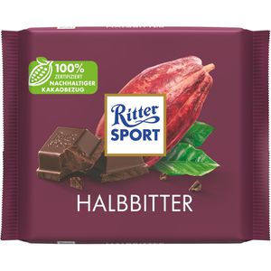 Ritter-Sport Tafelschokolade Halbbitter, 50% Kakaogehalt, 100g