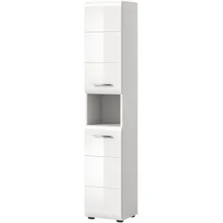 HOCHSCHRANK weiß Hochglanz, Badschrank 30 cm mit viel Stauraum