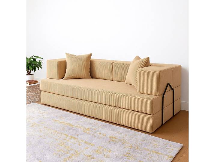 Canapé compressé convertible FLEXIMOOD PORTUGAL BEIGE 3 pl déhoussable