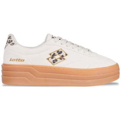 Plateausneaker LOTTO, Damen, Gr. 41, weiß (sanftes weiß, leo), Synthetik, mehrfarbig, Schuhe Plateausneaker, - mit raffinierter Plateausohle im Lagenlook