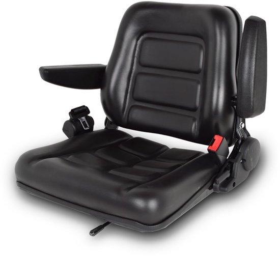 Universeller Vorbauaufbau, klappbarer Traktor-Sitz mit verstellbarer Rückenlehne, Sicherheitsgurt, Rasenmäher-Sitz aus PVC, geeignet für Bagger, Kompaktlader, Bagger, Bulldozer, Teleskopmaschinen