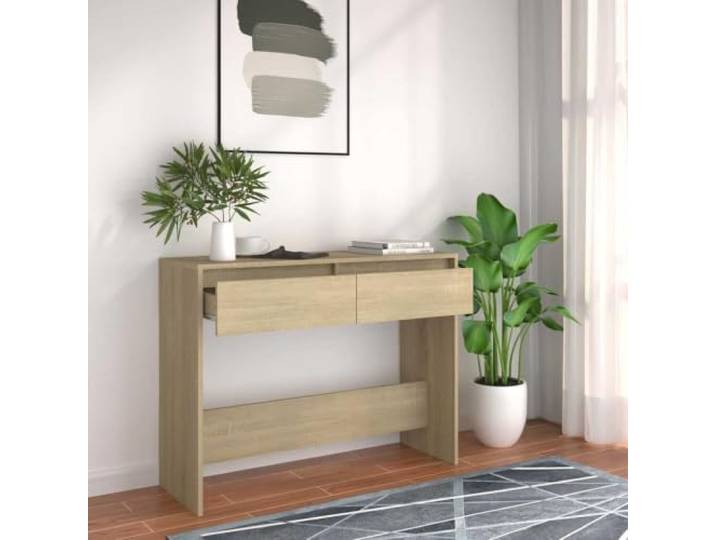 HEFZGDB Konsolentisch Sonoma-Eiche 100x35x76,5 cm Holzwerkstoff Flurtisch Beistelltisch für Wohnzimmer Büro Aufbewahrung Stabilität Langlebigkeit