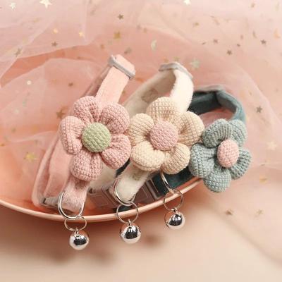 Inspire Select Cute Flower Cat Collar With Bell Adjustable Buckle Kitten Collar For Small Cats & Small Dogs pink