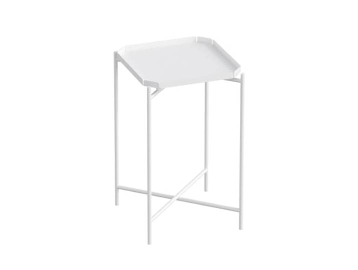 Hanah Home Moderner weißer Couchtisch, 46 x 56 x 46 cm 100% Metall, Elegantes Design Leichtgewicht mit 3,11 kg Ideal für Moderne Wohnräume