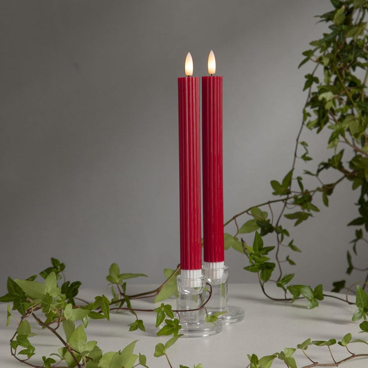 Rode LED Kaarsen van Echte Was - 25 cm