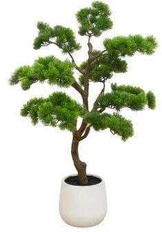 Nearly Natural 3-ft Artificial Bonsai Style Cedar Tree in Decorative White Planter
