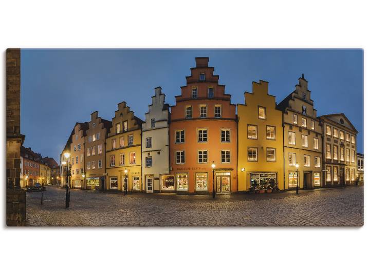 Leinwandbild ARTLAND Altstadt Osnabrück , gelb (farbe bild(er): gelb), B:100cm H:50cm, Bilder, Leinwandbild, auf Holzrahmen gespannt