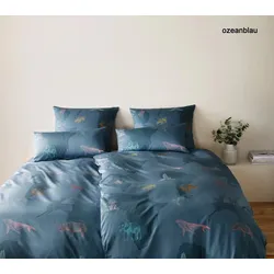 Elegante Mako-Satin Bettwäsche Explorer - 155x220 cm + 40x80 cm	ozeanblau