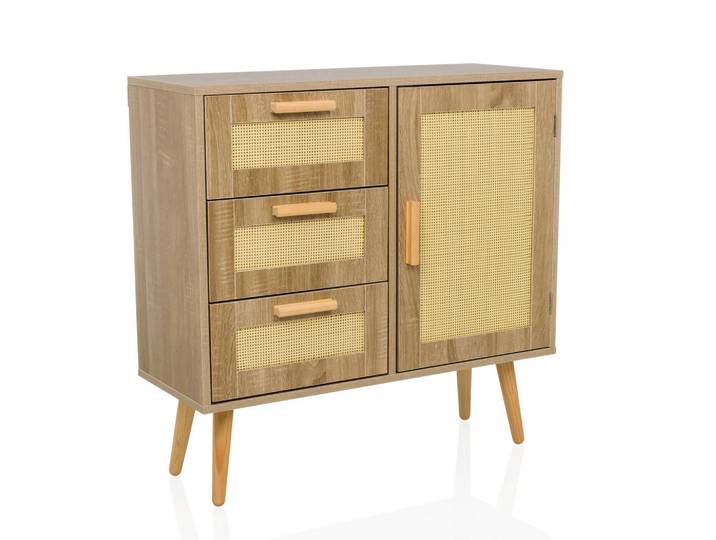 Mid.you Sideboard, Hellbraun, 3 Schublade(n) Schubladen, 80x78x32.5 cm, stehend, Wohnzimmer, Kommoden & Sideboards, Sideboards
