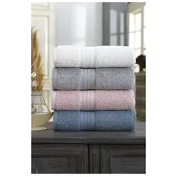 Aucune, Handtücher, 4er-Set Handtücher – 50 x 85 cm – Weiss, Grau, Rosa, Blau (50 x 85 cm)
