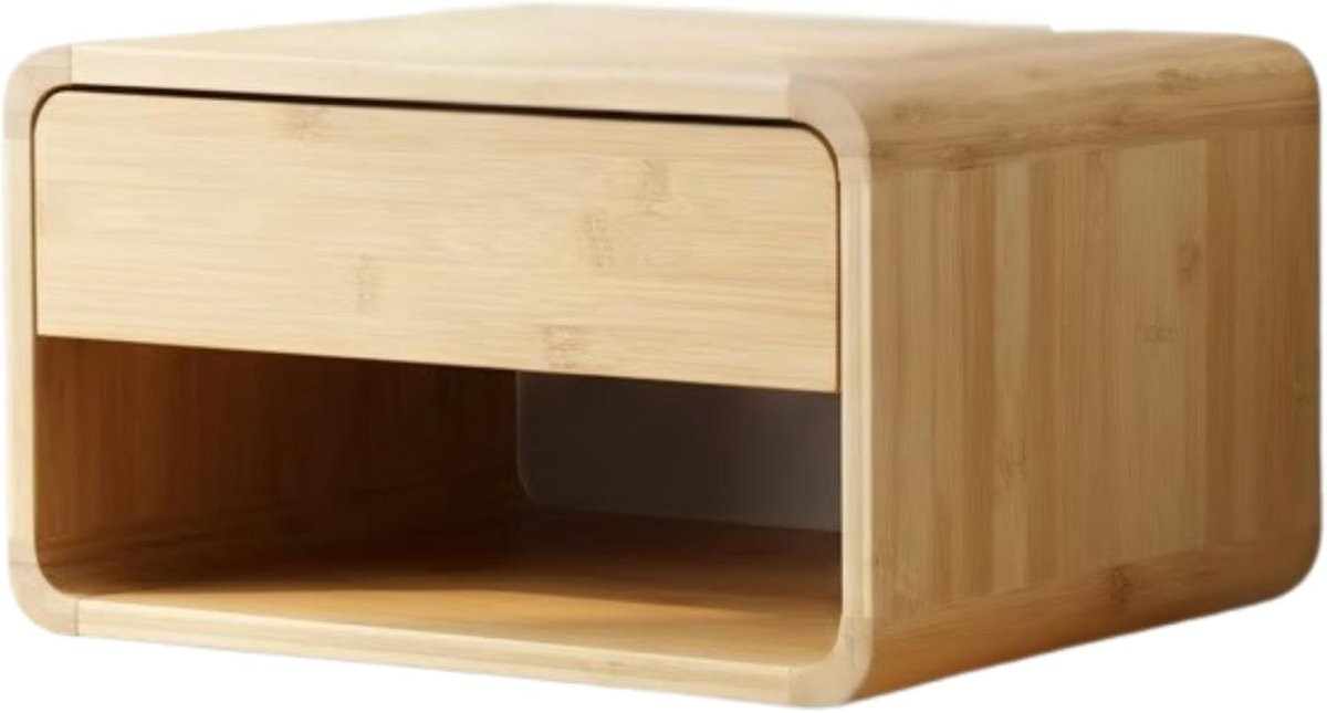 Minimalistisch zwevend nachtkastje met lade - Bamboe - Wandmontage