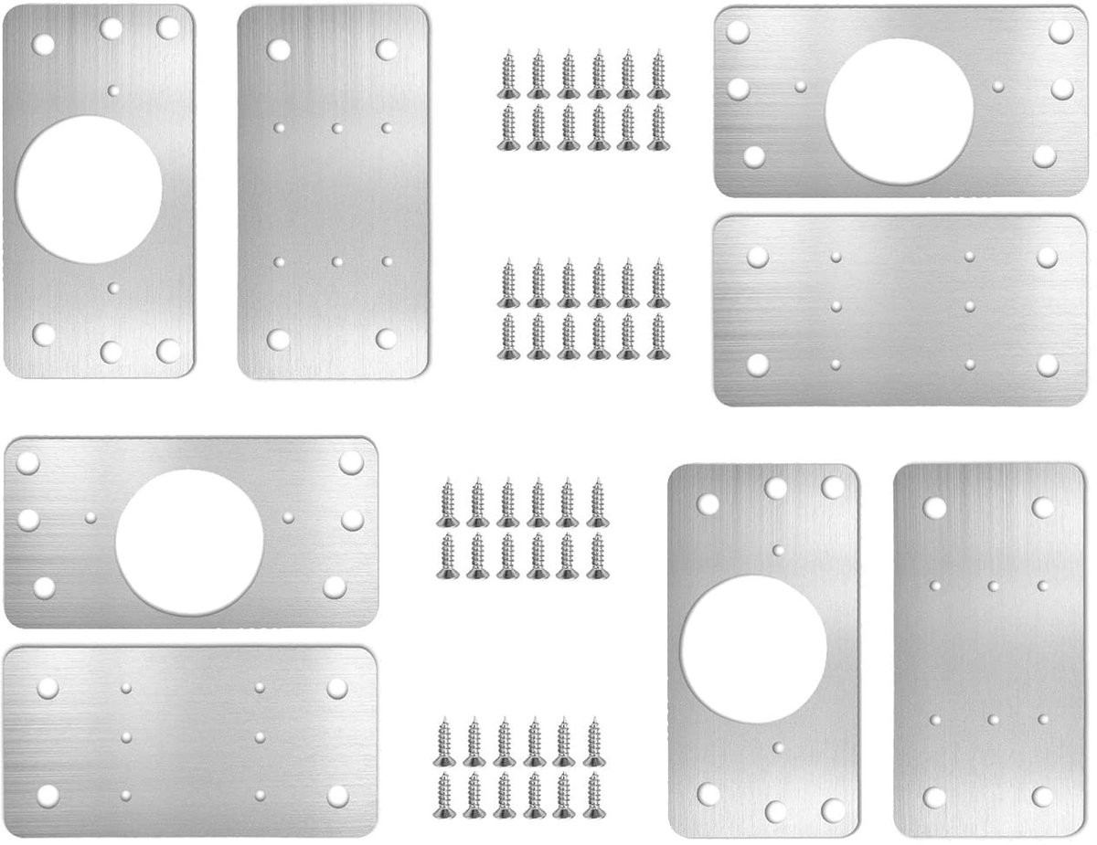 Dailygoods 8-delige RVS Scharnier Reparatieset met Scharnierplaten en Schroeven