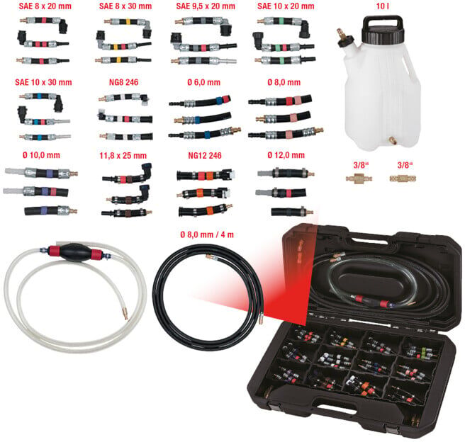 KS Tools Coffret de contrôle et de nettoyage du système d'alimentation en carburant, 43 pièces (150.1860)