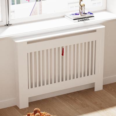 DynamicDeals White Radiator Cover Wall Cabinet MDF, Modern Wood Cabinet Grill Cover For Living Room Decor m