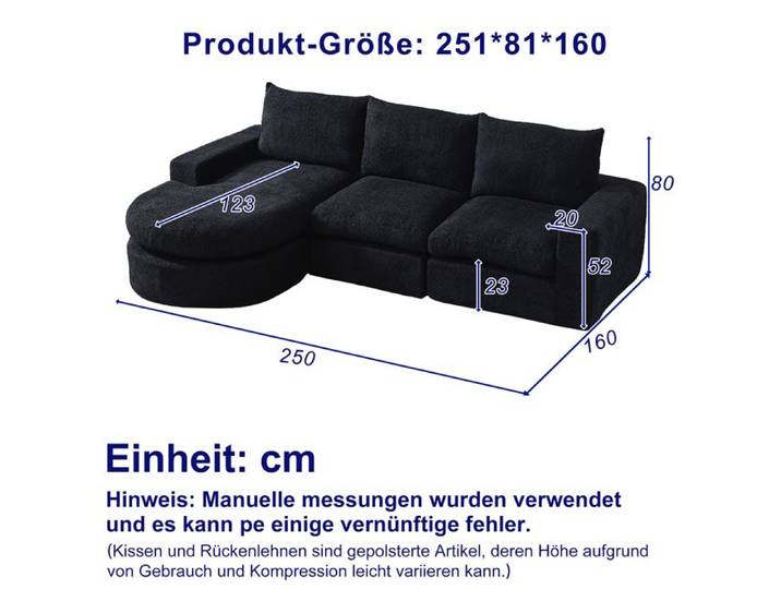 Canapé modulable d'angle avec chaise longue - Canapé en chenille - Modulaire en L - Chaise longue réversible - 4 modules