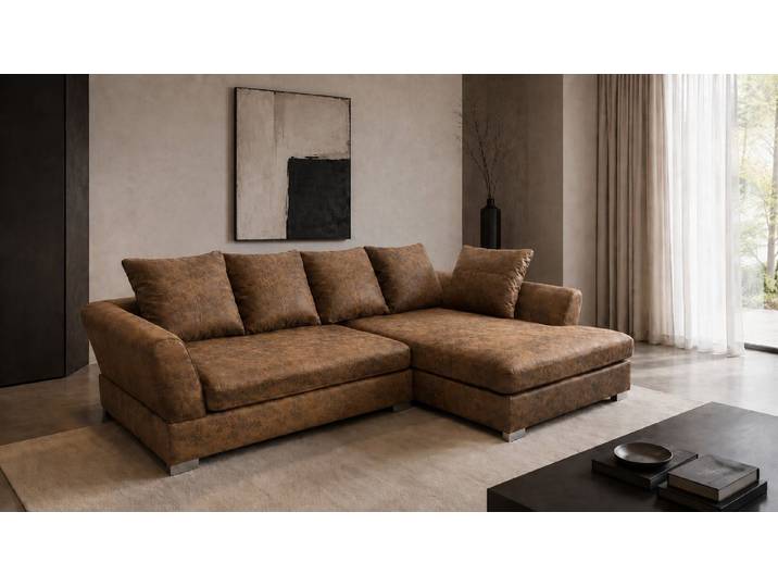 Kaiser Möbel Ecksofa in L-Form aus Gobi Stoff, ANNA, Einzelsofa, Große L-Form,Pflegeleichter Gobi-Stoff,Nutzfläche ca. 242 × 83 cm
