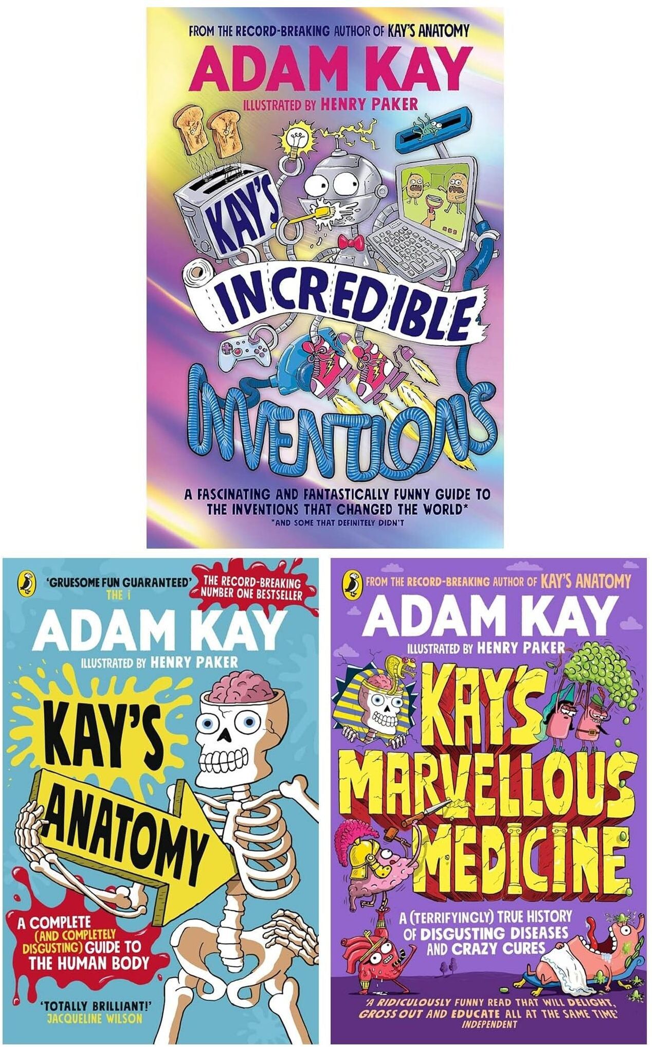 Penguin Adam Kay's 3 Books Collection Set (Kay's Incredible Inventions, Kay's Anatomy and Kay's Marvellous Medicine)