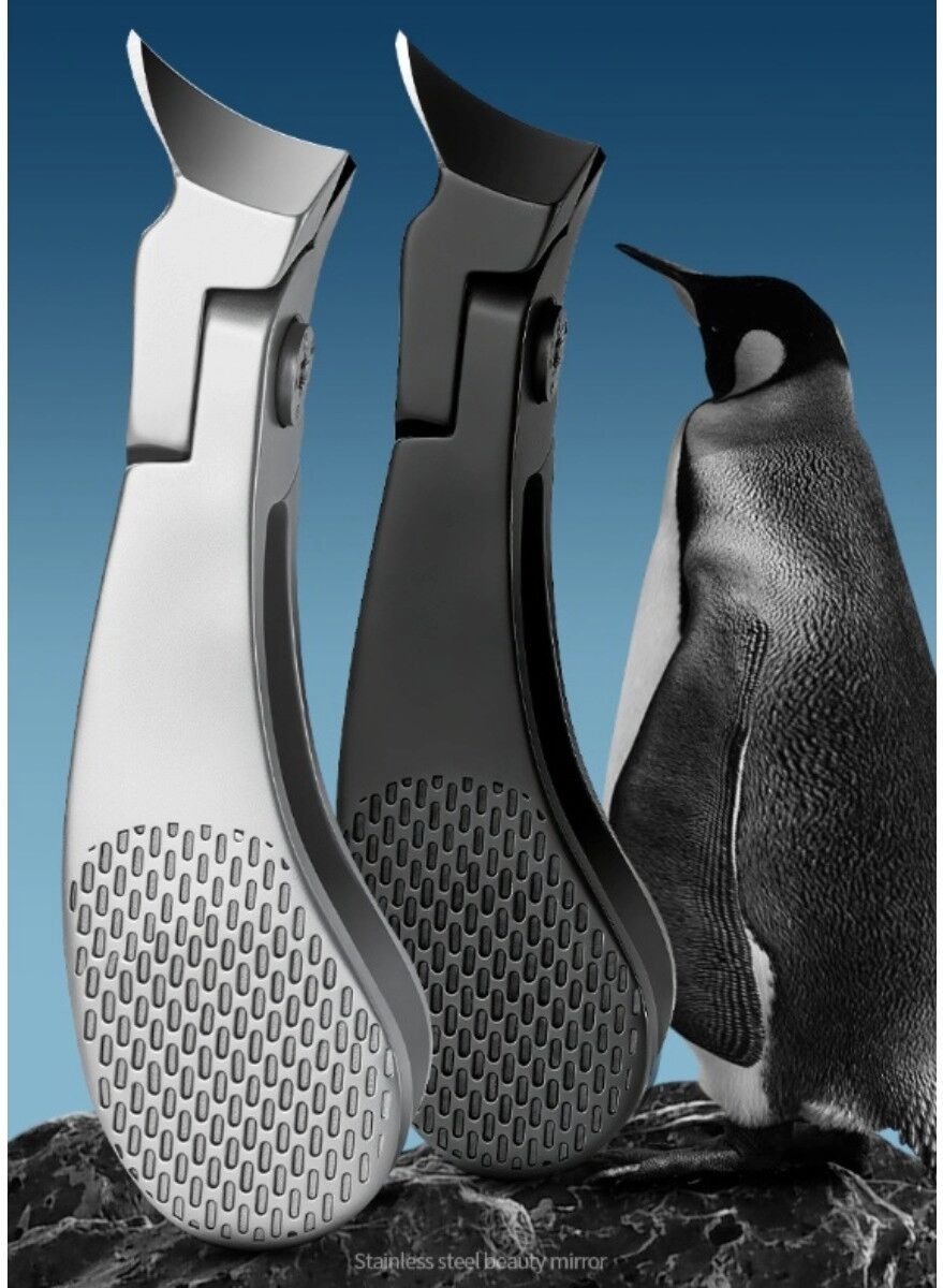INF Bionisches Pinguin-Nagelknipser zweiteiliges Set — Präzisionsspitze aus Edelstahl, 25° abgewinkelte Klinge und Silber