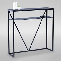 Garderobentisch in Schwarz Sicherheitsglas und Metall