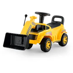 VEVOR Sitzbagger, Kinderbagger, Bagger-Bulldozer-Spielzeug mit Kippschutz und Stauraum unter dem Sitz, Aufsitzbagger 25 kg Tragkraft, Lauflernhilfe für Kleinkinder von 19 bis 36 Monaten, Gelb