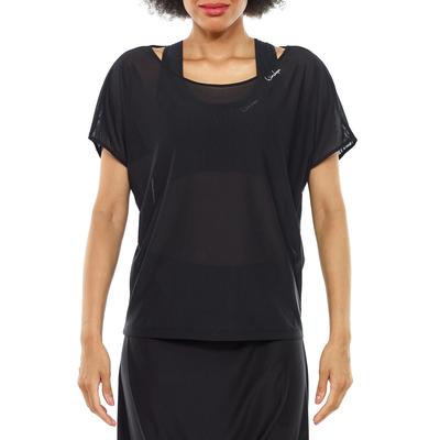 Oversize-Shirt WINSHAPE "DT105", Damen, Gr. XS, schwarz (schwarz, mesh), 88% Polyester, 12% Elasthan, U-Boot-Ausschnitt, Shirts Oversize Shirt T-Shirt, Mesh