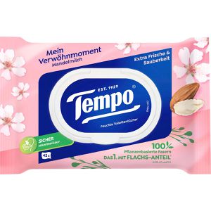 Tempo Feuchtes-Toilettenpapier Mein Verwöhnmoment, extra Frische & Sauberkeit, mit Mandelmilch, 42 Tücher