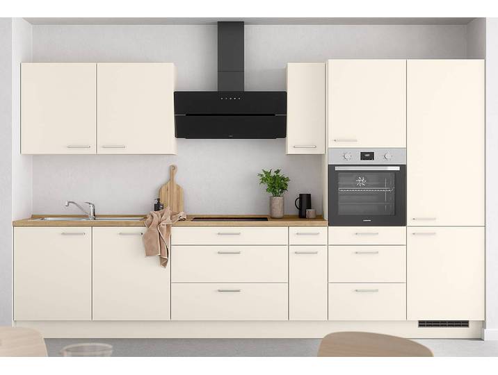 Küchenzeile High-Line Touch Variante D 360cm Ausrichtung rechts Beige/Magnolia/Eiche Sierra Dekor AEG