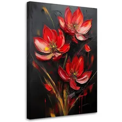 WANDBILD rot bemalte mohnblumen