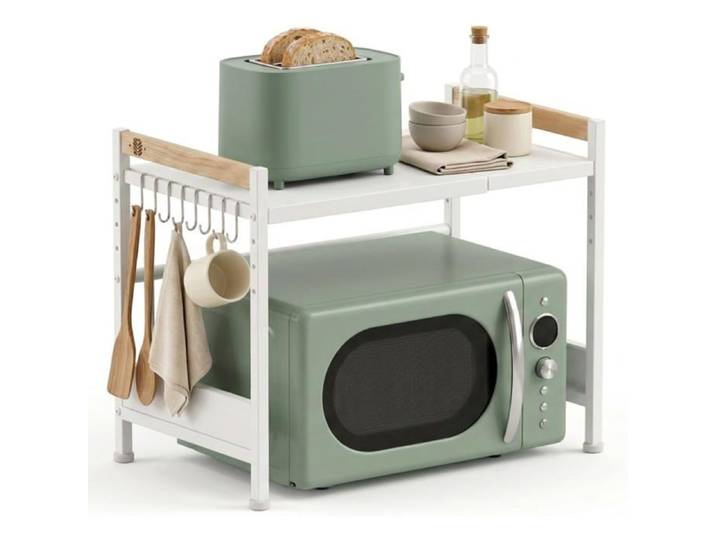 Etagere Micro Onde Extensible 40-60 Cm Etagere Cuisine Blanc Mat
