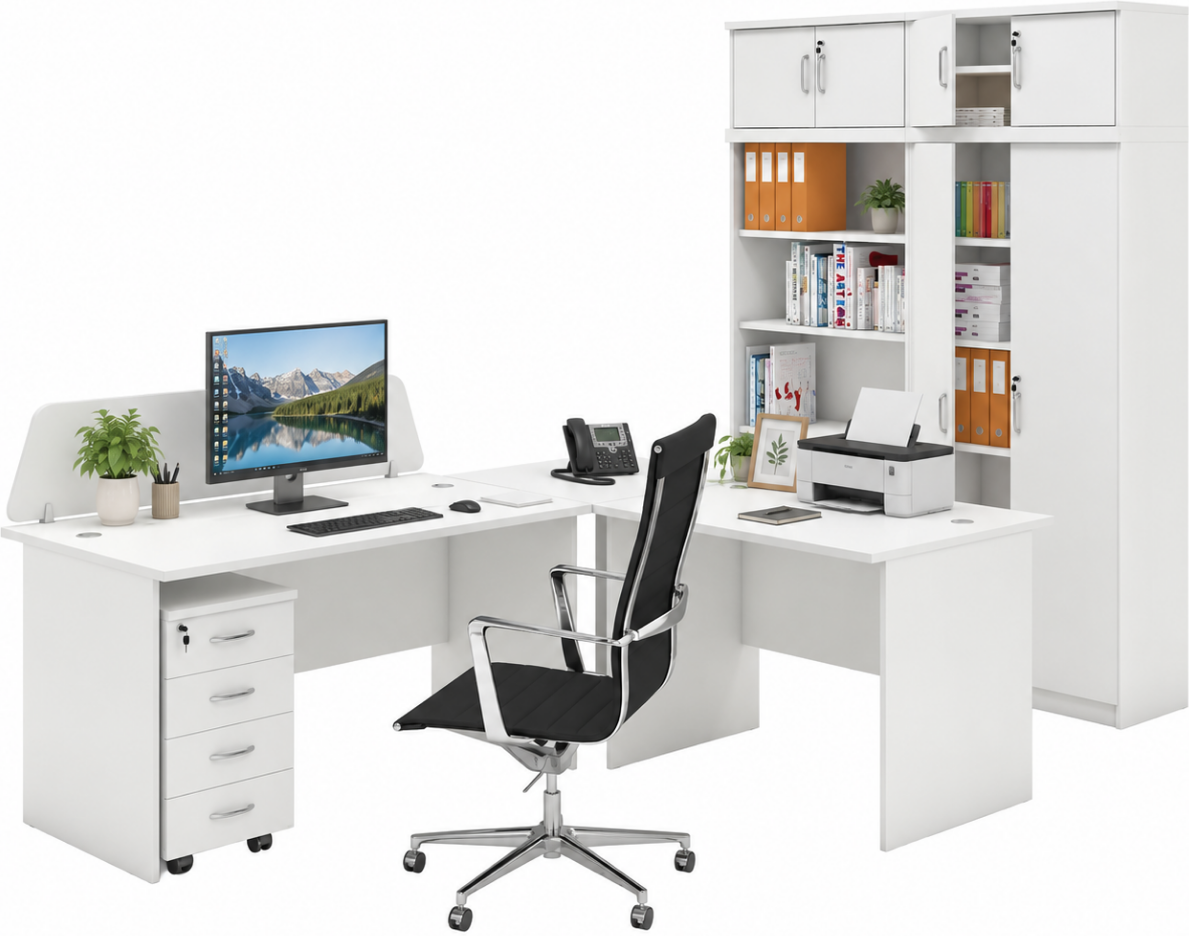 B2B Partner Büromöbelset MIRELLI, Typ A, Aufbau, weiß
