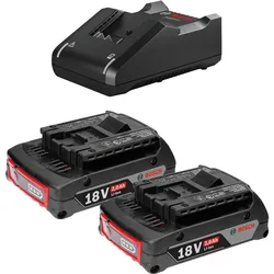 Bosch Professional Zubehör, Werkzeugakku + Ladegerät, Starter-Set 18 V / 2x 2,0 Ah Akku + Ladegerät GAL 18V (18 V)