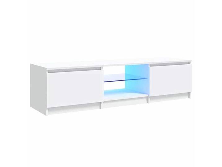 Cabinet TV rustique - PARAJ - Meuble TV/HIFI - avec lumières LED - pour chambre/salon - blanc 140x40x36cm7970188