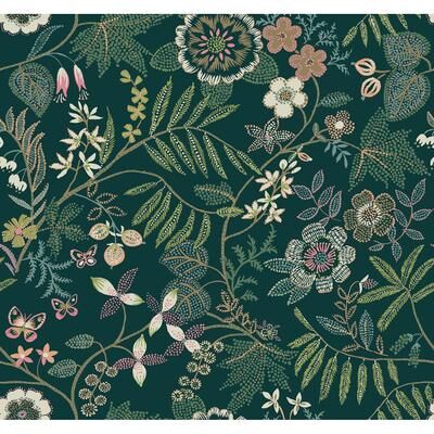 A-Street Prints Marilyn Green Floral Trail Wallpaper