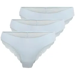 ONLY Damen Brazil-Slips, 3er Pack - ONLCHLOE LACE BRAZIL, Spitze Hellblau / L