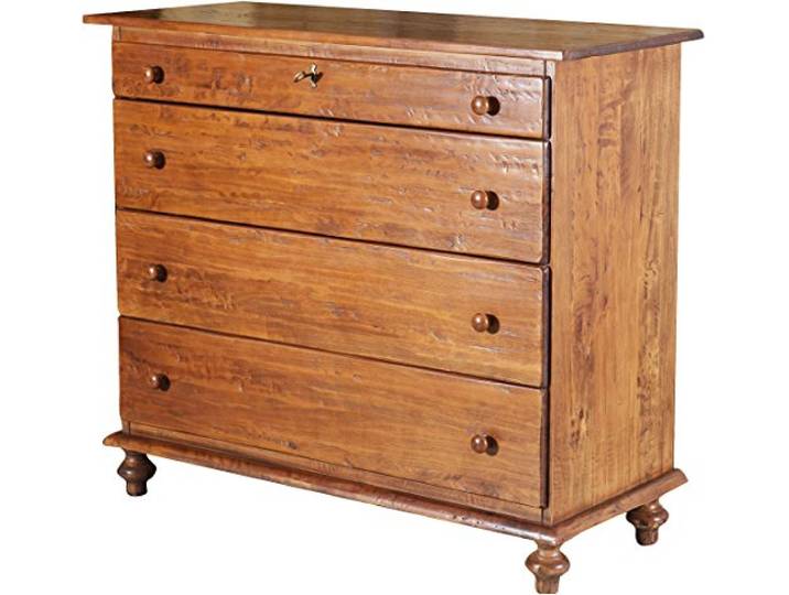 Biscottini Kommode Vintage 114x48x99 cm Vintage kommode Buffetschrank landhausstil 4 Schubladen Sideboard Holz massiv Retro möbel