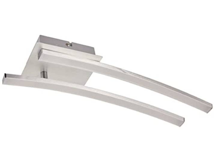 Briloner Leuchten – LED Deckenleuchte, geschwungene Deckenlampe, 2-flammig, 2 x 6W, warm weißes Licht, 55.4 cm, aluminiumfarbig, Aluminium