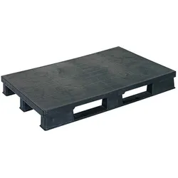 BRB Kunststoffpalette mit 3 Kufen, LxBxH 1200 x 800 x 150 mm, schwarz, ohne Sicherungsrand