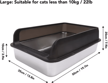 Inspire Curations SteelGuards XL Stainless Steel Cat Litter Box With Lid black L