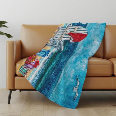 Addison Rugs Premium Machine Washable ASB220 Christmas Beach Sherpa Throw Blanket