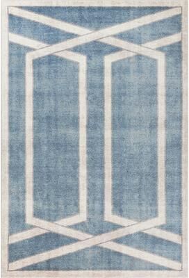 Libby Langdon Winston Teal Directional Border Rug