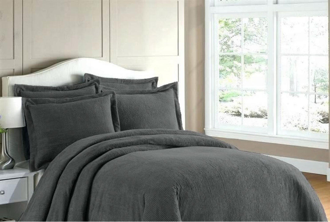Ebern Designs Despres Cotton Striped Duvet Cover Set with Pillowcases Included Grey Single Duvet Cover - 1 Standard Pillowcase