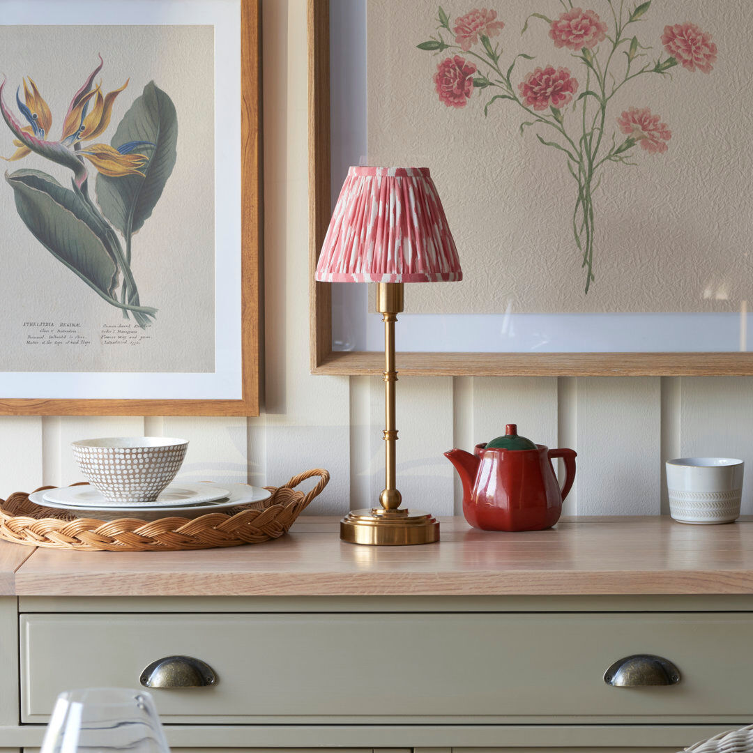 Heritage Hues Burley Rechargeable Metal Table Lamp Coral Pink 39.5cm H X 16cm W X 16cm D