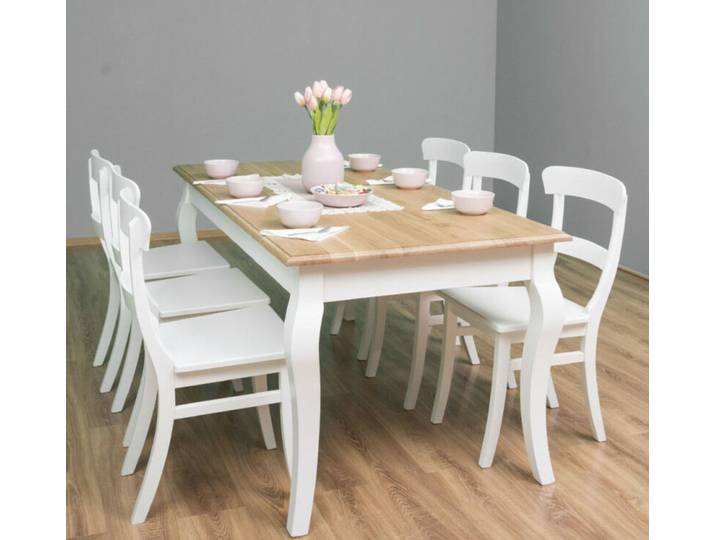 Landhausstil Essgruppe weiß - 6 Personen Set