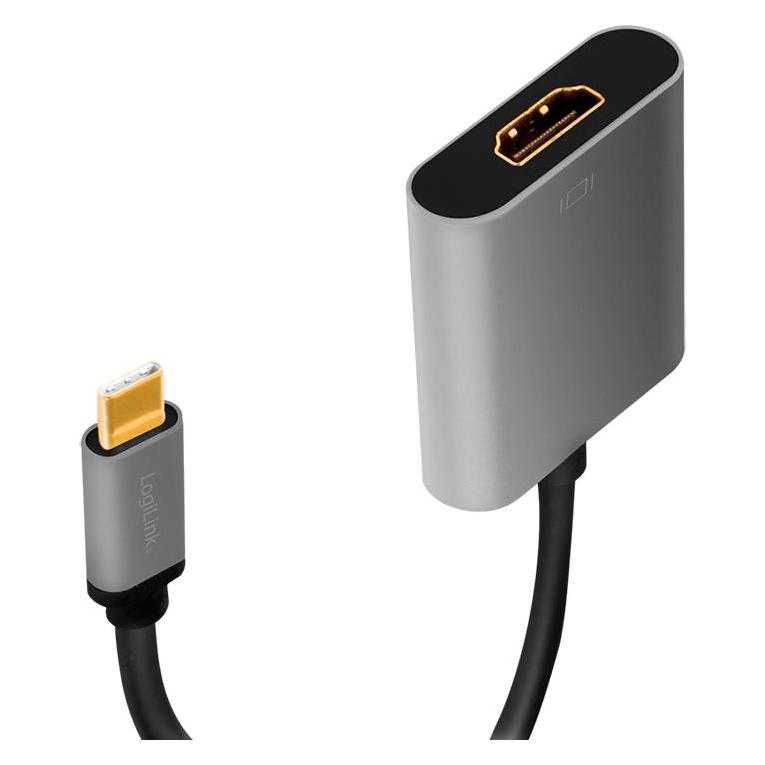 LogiLink CUA0103 USB 3.2 Gen 1 Adapter C/M to HDMI, 4K/60 Hz, alu, black/grey, 0.15 m (12899)