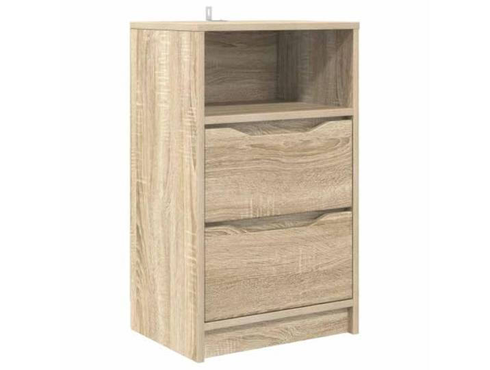 LMTYOENFG Nachttisch Sonoma-Eiche 40x30x67 cm Nachtschrank mit 2 Schubladen Strukturierte Ordnung fürs Schlafzimmer: Offenes Ablagefach und kugelgelagerte Auszüge schaffen Ruhe neben dem Bett.